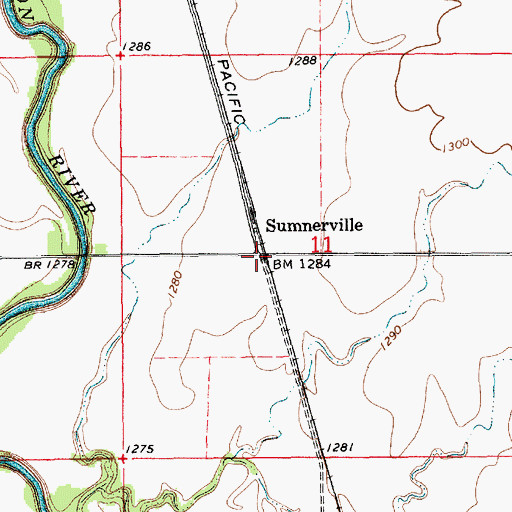 Topographic Map of Sumnerville, KS