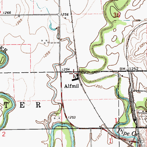 Topographic Map of Alfmil, KS