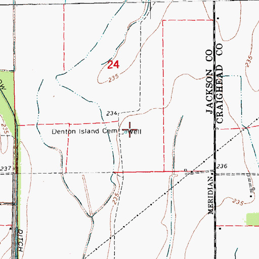 Topographic Map of Denton Island Cemetery, AR