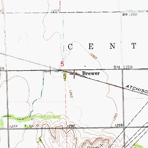 Topographic Map of Brewer, KS