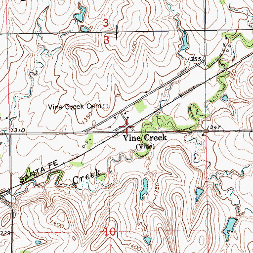 Topographic Map of Vine Creek, KS