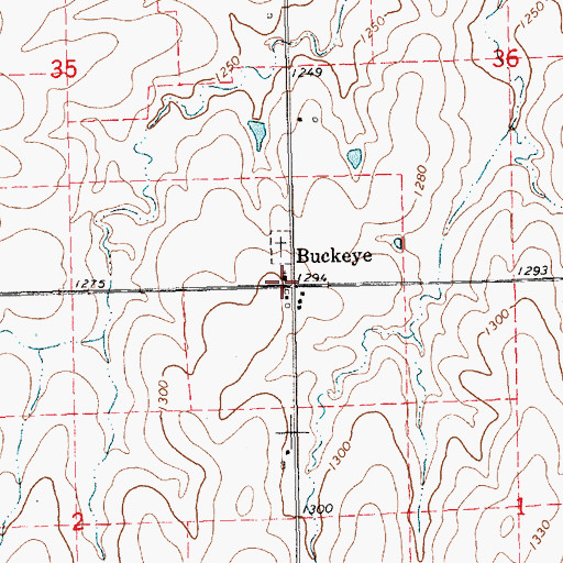 Topographic Map of Buckeye, KS