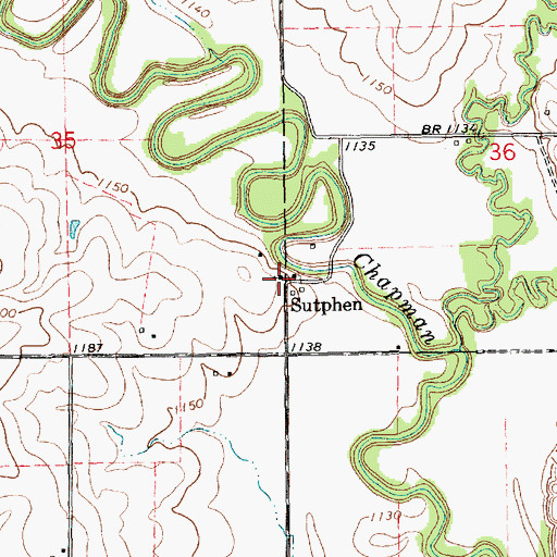 Topographic Map of Sutphen, KS