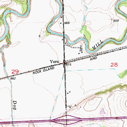 Topographic Map of Vera, KS