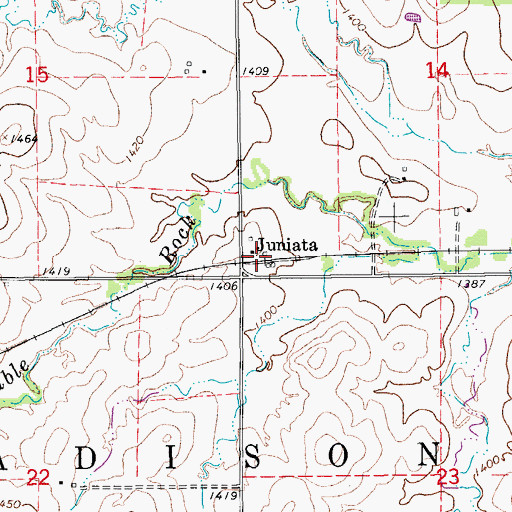 Topographic Map of Juniata, KS