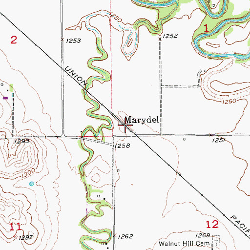 Topographic Map of Marydel, KS