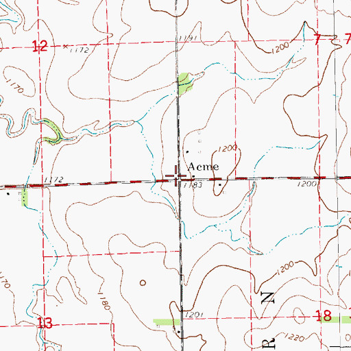 Topographic Map of Acme, KS