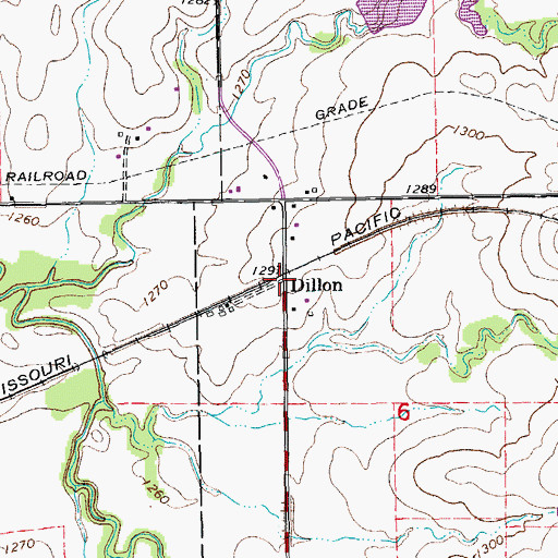Topographic Map of Dillon, KS