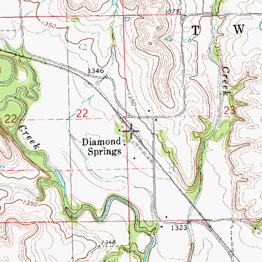 Topographic Map of Diamond Springs, KS