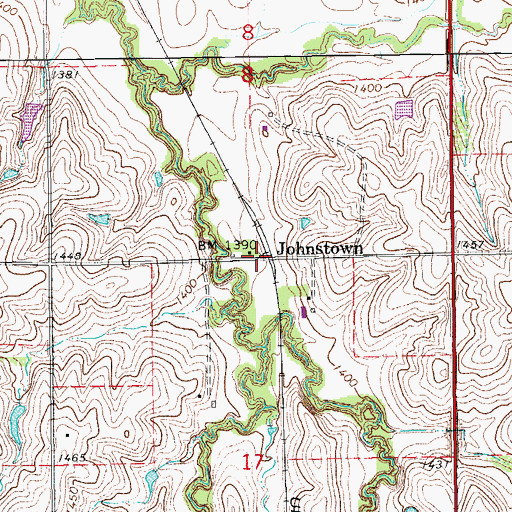 Topographic Map of Johnstown, KS