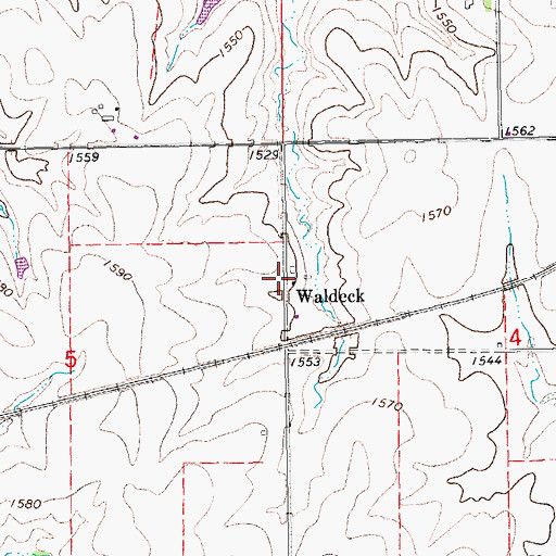 Topographic Map of Waldeck, KS