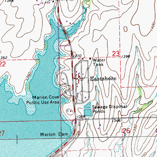 Topographic Map of Eastshore, KS