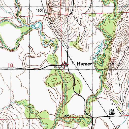 Topographic Map of Hymer, KS