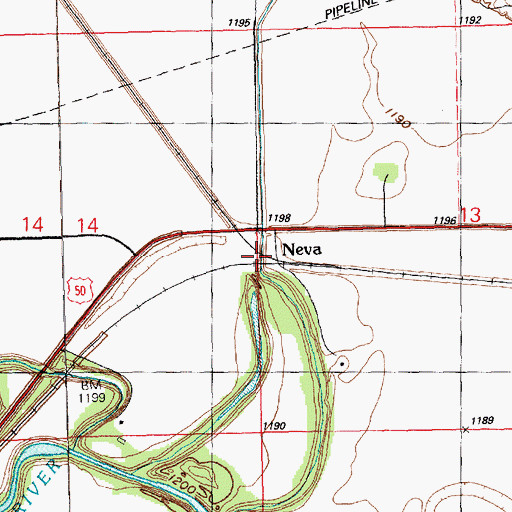 Topographic Map of Neva, KS