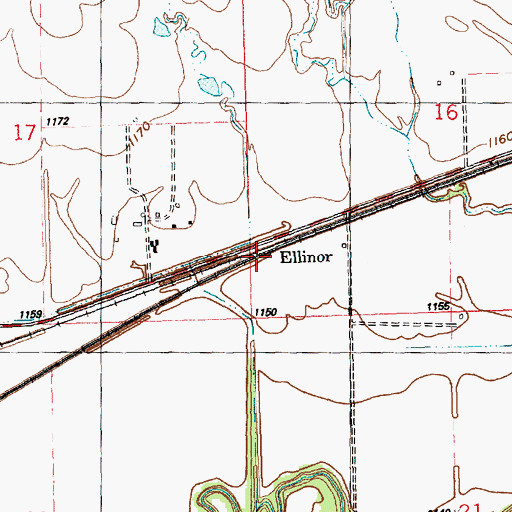 Topographic Map of Ellinor, KS