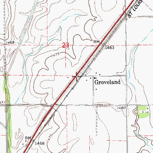 Topographic Map of Groveland, KS