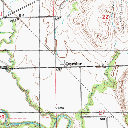Topographic Map of Oursler, KS