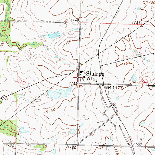 Topographic Map of Sharpe, KS