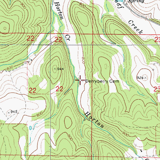 Topographic Map of Derryberry Cemetery, AR