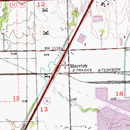 Topographic Map of Merrick, KS