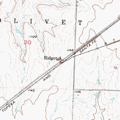 Topographic Map of Ridgeton, KS