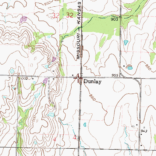 Topographic Map of Dunlay, KS