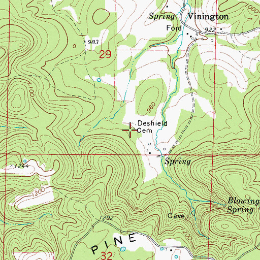 Topographic Map of Deshield Cemetery, AR