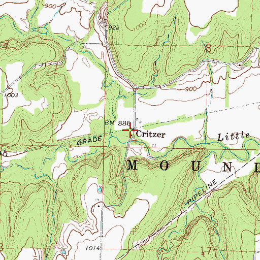 Topographic Map of Critzer, KS