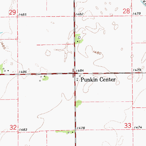 Topographic Map of Punkin Center, KS