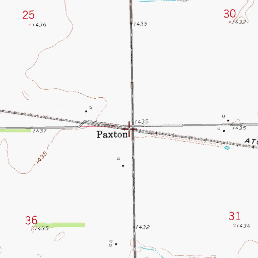 Topographic Map of Paxton, KS