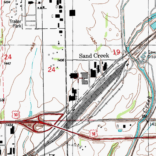 Topographic Map of Sand Creek, KS