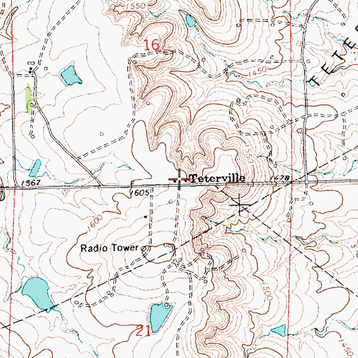Topographic Map of Teterville, KS