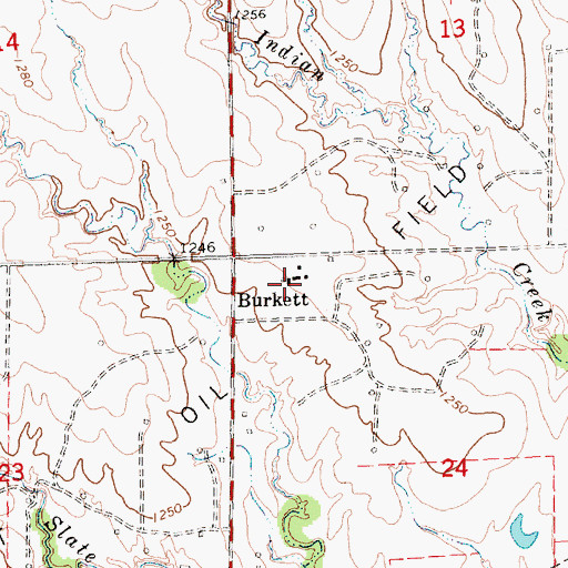 Topographic Map of Burkett, KS