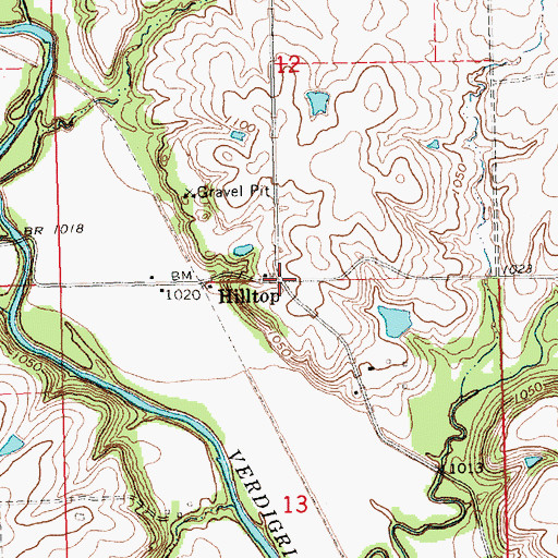 Topographic Map of Hilltop, KS