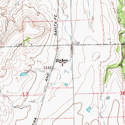 Topographic Map of Bisbee, KS