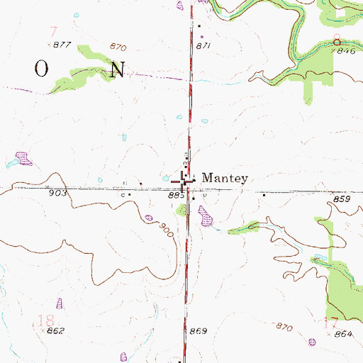 Topographic Map of Mantey, KS
