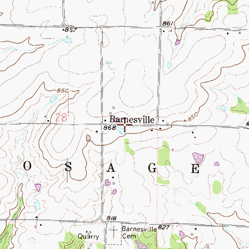 Topographic Map of Barnesville, KS