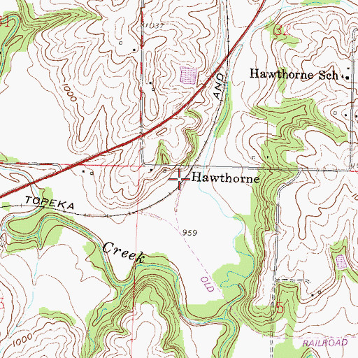 Topographic Map of Hawthorne, KS