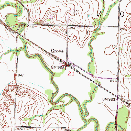 Topographic Map of Grove, KS