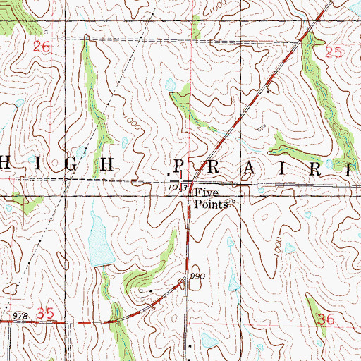 Topographic Map of Five Points, KS