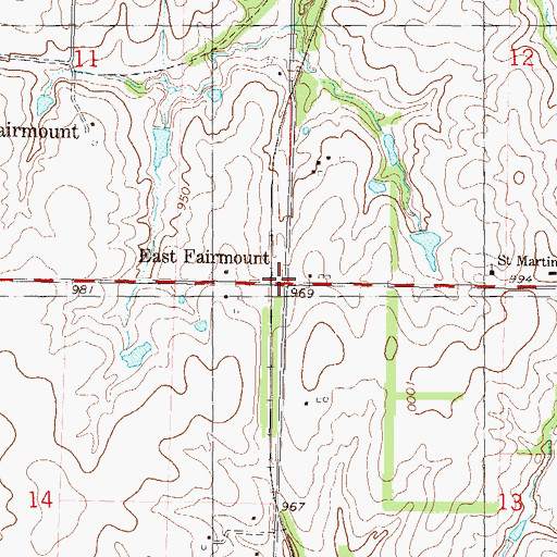 Topographic Map of East Fairmount, KS