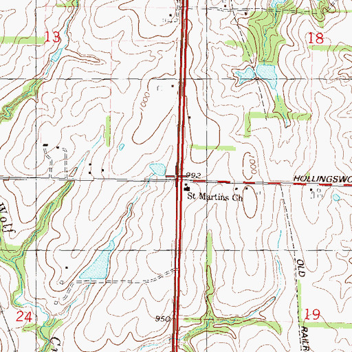 Topographic Map of Wallula, KS