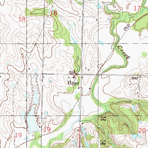 Topographic Map of Hoge, KS
