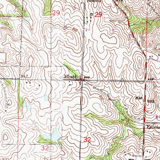 Topographic Map of Hiatt, KS