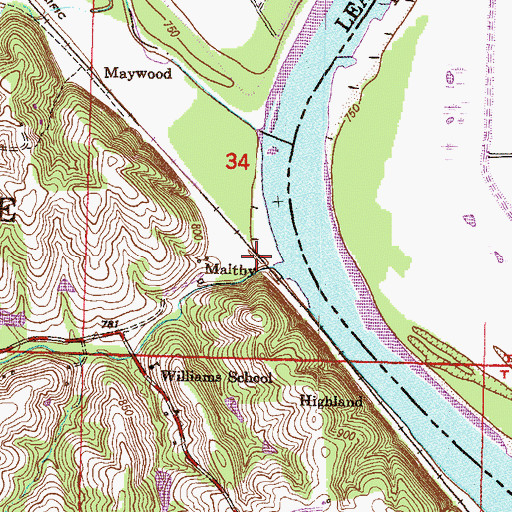 Topographic Map of Maltby, KS