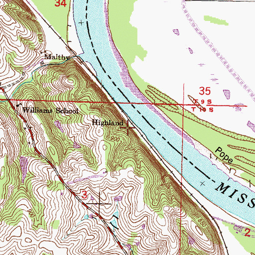 Topographic Map of Highland, KS