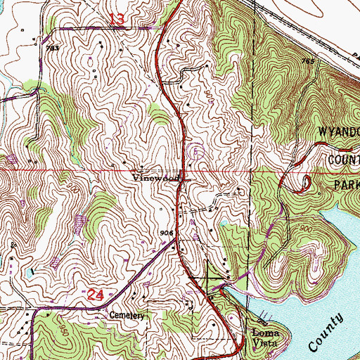 Topographic Map of Vinewood, KS