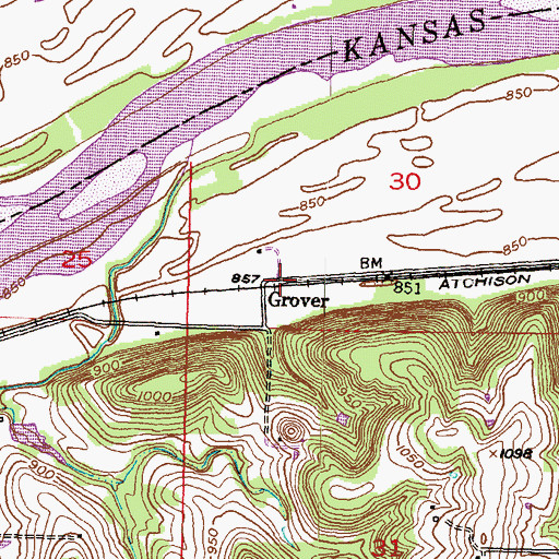 Topographic Map of Grover, KS