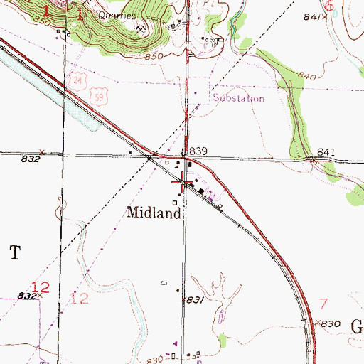 Topographic Map of Midland, KS