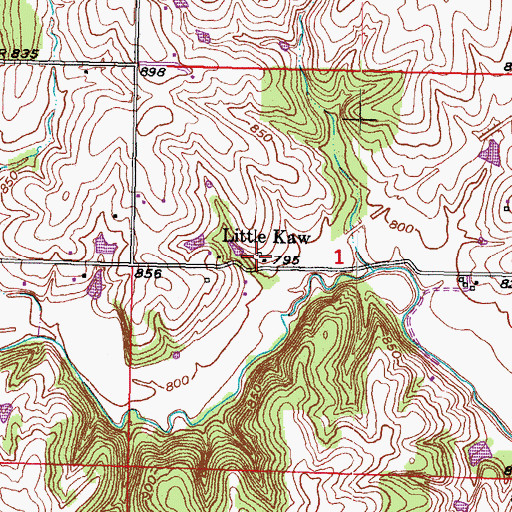 Topographic Map of Little Kaw, KS